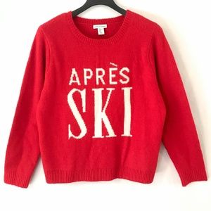 Cupcakes & Cashmere Apres Ski Red White Knit Sweater